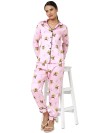 Smarty Pants women's silk satin baby pink color quirky print full sleeves night suit. (SMNSP-788)