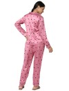Smarty Pants women's silk satin rose gold color heart print full sleeves night suit. (SMNSP-793)