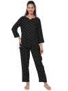 Smarty Pants women's cotton black color polka dot print night suit. (SMNSP-818A)