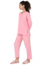 Smarty Pants women's cotton pastel pink polka dot print night suit. (SMNSP-818D)