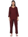 Smarty Pants women's cotton maroon color polka dot print night suit. (SMNSP-818E)
