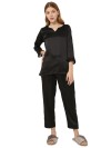 Smarty Pants women's silk satin black color night suit pair. (SMNSP-820)