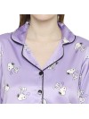 Smarty Pants women's silk satin lilac color snoopy print full sleeves night suit. (SMNSP-822)