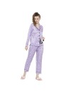 Smarty Pants women's silk satin lilac color snoopy print full sleeves night suit. (SMNSP-822)