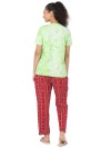 Smarty Pants women's cotton lycra lime green color t-shirt & aztec print pajama night suit set. (SMNSP-839A)