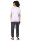 Smarty Pants women's cotton lycra lilac tie dye color t-shirt & aztec print pajama night suit set. (SMNSP-840A)