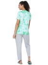 Smarty Pants women's cotton lycra tie dye olive color t-shirt & aztec print pajama night suit set. (SMNSP-841B)