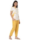 Smarty Pants women's cotton lycra mustard tie dye color t-shirt & aztec print pajama night suit set. (SMNSP-842)
