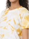 Smarty Pants women's cotton lycra mustard tie dye color t-shirt & aztec print pajama night suit set. (SMNSP-842)