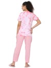 Smarty Pants women's cotton lycra pastel pink color t-shirt & aztec print pajama night suit set. (SMNSP-844)
