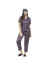 Smarty Pants women's silk satin wine color floral print night suit. (SMNSP-851A)