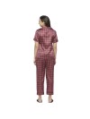 Smarty Pants women's silk satin rose gold color geometric floral print night suit. (SMNSP-853)