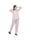 Smarty Pants women's cotton baby pink color floral print night suit. (SMNSP-869C)