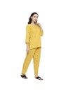 Smarty Pants women's cotton mustard color polka dot print night suit. (SMNSP-870A)
