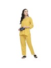 Smarty Pants women's cotton mustard color polka dot print night suit. (SMNSP-870A)