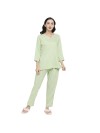 Smarty Pants women's cotton mint green color polka dot print night suit. (SMNSP-870B)