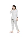 Smarty Pants women's cotton grey color polka dot print night suit. (SMNSP-870C)