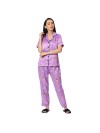 Smarty Pants women's silk satin lilac color barbie printed night suit. (SMNSP-877)