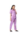 Smarty Pants women's silk satin lilac color barbie printed night suit. (SMNSP-877)