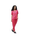 Smarty Pants women's silk satin pastel pink color floral printed night suit. (SMNSP-881)
