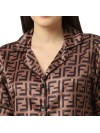 Smarty Pants women's silk satin chocolate brown color aztec printed night suit. (SMNSP-882)
