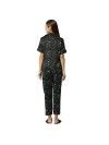 Smarty Pants women's silk satin black color galaxy print night suit. (SMNSP-914)