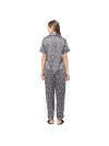 Smarty Pants women's silk satin grey color butterfly print night suit. (SMNSP-918)