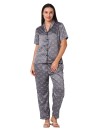 Smarty Pants women's silk satin grey color dog print night suit. (SMNSP-919B)
