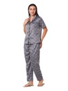 Smarty Pants women's silk satin grey color dog print night suit. (SMNSP-919B)