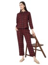 Smarty Pants women's brush cotton maroon color checks night suit. (SMNSP-920A)