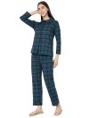 Smarty Pants women's cotton navy blue color checks night suit. (SMNSP-920E)