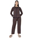 Smarty Pants women's brush cotton brown color checks night suit. (SMNSP-920F)
