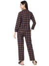Smarty Pants women's brush cotton brown color checks night suit. (SMNSP-920F)