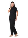 Smarty Pants women's cotton rib black color round neck night suit. (SMNSP-922A)