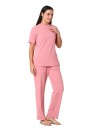 Smarty Pants women's cotton rib rose gold color round neck night suit. (SMNSP-922G)