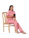 Smarty Pants women's cotton rib rose gold color round neck night suit. (SMNSP-922G)