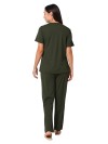 Smarty Pants women's cotton rib olive color round neck night suit. (SMNSP-922H)