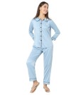 Smarty Pants women's silk satin ice blue color night suit.(SMNSP-925B)