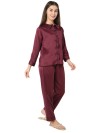 Smarty Pants women's silk satin wine color night suit. (SMNSP-925C)