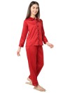 Smarty Pants women's silk satin maroon color night suit. (SMNSP-925D)
