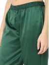 Smarty Pants women's silk satin bottle green color night suit. (SMNSP-925E)