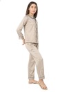 Smarty Pants women's silk satin chocolate color night suit. (SMNSP-925F)