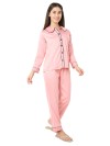 Smarty Pants women's silk satin baby pink color night suit. (SMNSP-925G)