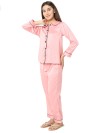 Smarty Pants women's silk satin baby pink color night suit. (SMNSP-925G)