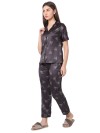 Smarty Pants women's silk satin black color triangle print night suit. (SMNSP-932)