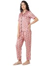 Smarty Pants women's silk satin rose gold color aztec printed night suit. (SMNSP-936A)