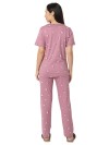 Smarty Pants women's cotton lycra rose pink color floral print night suit. (SMNSP-947)