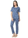 Smarty Pants women's cotton lycra blue color teddy print night suit. (SMNSP-950)