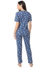 Smarty Pants women's cotton lycra blue color teddy print night suit. (SMNSP-950)