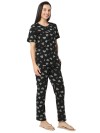 Smarty Pants women's cotton lycra black color heart print night suit. (SMNSP-951)